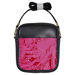 Pink Circuit Pattern Girls Sling Bag by Ket1n9
