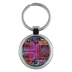 Technology Circuit Board Layout Pattern Key Chain (round) by Ket1n9