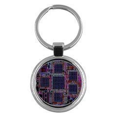 Cad Technology Circuit Board Layout Pattern Key Chain (round) by Ket1n9