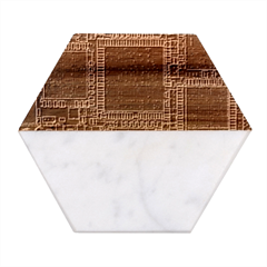 Cad Technology Circuit Board Layout Pattern Marble Wood Coaster (hexagon)  by Ket1n9