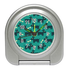 Happy Dogs Animals Pattern Travel Alarm Clock by Ket1n9