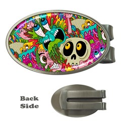 Crazy Illustrations & Funky Monster Pattern Money Clips (oval) 