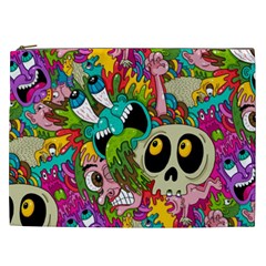 Crazy Illustrations & Funky Monster Pattern Cosmetic Bag (xxl) by Ket1n9