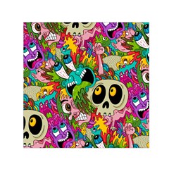 Crazy Illustrations & Funky Monster Pattern Square Satin Scarf (30  X 30 ) by Ket1n9