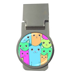 Cat Animals Cartoon Pattern Money Clips (round)  by Cendanart