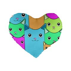Cat Animals Cartoon Pattern Standard 16  Premium Heart Shape Cushions