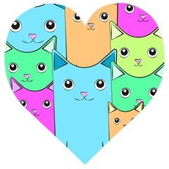 Cat Animals Cartoon Pattern Wooden Puzzle Heart by Cendanart