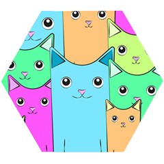 Cat Animals Cartoon Pattern Wooden Puzzle Hexagon by Cendanart