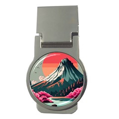 Mountain Landscape Sky Fuji Nature Money Clips (round)  by Cendanart