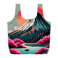 Mountain Landscape Sky Fuji Nature Full Print Recycle Bag (l) by Cendanart