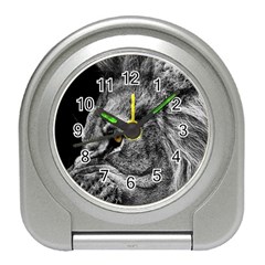 Angry Male Lion Roar Wild Animal Travel Alarm Clock by Cendanart