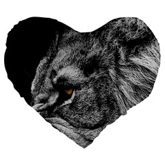 Angry Male Lion Roar Wild Animal Large 19  Premium Heart Shape Cushions