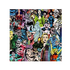 Vintage Horror Collage Pattern Square Satin Scarf (30  X 30 ) by Ket1n9