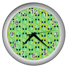 Alien Pattern- Wall Clock (silver) by Ket1n9