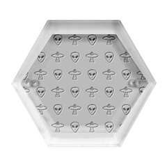 Alien Pattern Hexagon Wood Jewelry Box
