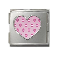 Alien Pattern Pink Mega Link Heart Italian Charm (18mm) by Ket1n9