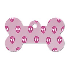 Alien Pattern Pink Dog Tag Bone (two Sides)