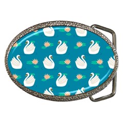 Elegant Swan Pattern With Water Lily Flowers Belt Buckles by Ket1n9