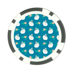 Elegant Swan Pattern With Water Lily Flowers Poker Chip Card Guard (10 Pack) by Ket1n9