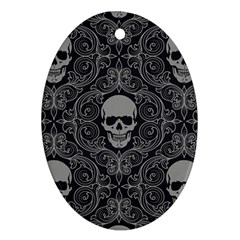 Dark Horror Skulls Pattern Oval Ornament (two Sides) by Ket1n9