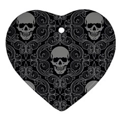 Dark Horror Skulls Pattern Heart Ornament (two Sides) by Ket1n9