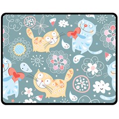 Cute Cat Background Pattern Two Sides Fleece Blanket (medium) by Ket1n9