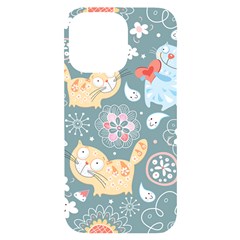 Cute Cat Background Pattern Iphone 14 Pro Max Black Uv Print Case