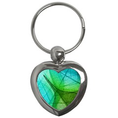 Sunlight Filtering Through Transparent Leaves Green Blue Key Chain (heart) by Ket1n9