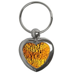 Yellow Chevron Zigzag Pattern Key Chain (heart) by Ket1n9