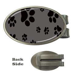 Dog Foodprint Paw Prints Seamless Background And Pattern Money Clips (oval)  by Ket1n9