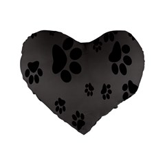 Dog Foodprint Paw Prints Seamless Background And Pattern Standard 16  Premium Flano Heart Shape Cushions by Ket1n9