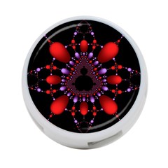 Fractal Red Violet Symmetric Spheres On Black 4-port Usb Hub (two Sides) by Ket1n9