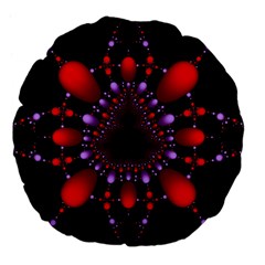 Fractal Red Violet Symmetric Spheres On Black Large 18  Premium Flano Round Cushions by Ket1n9
