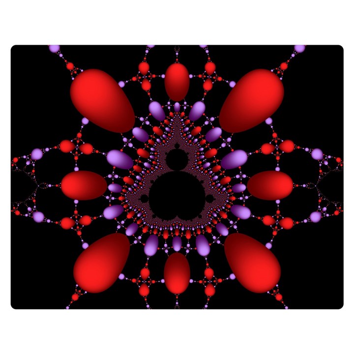 Fractal Red Violet Symmetric Spheres On Black Two Sides Premium Plush Fleece Blanket (Medium)