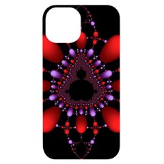 Fractal Red Violet Symmetric Spheres On Black Iphone 14 Black Uv Print Case
