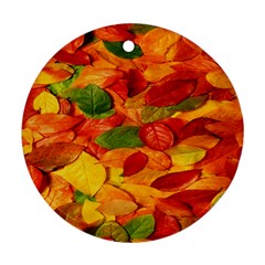 Leaves Texture Round Ornament (two Sides) by Ket1n9