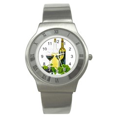 White Wine Red Wine The Bottle Stainless Steel Watch by Ket1n9