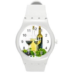 White Wine Red Wine The Bottle Round Plastic Sport Watch (m) by Ket1n9