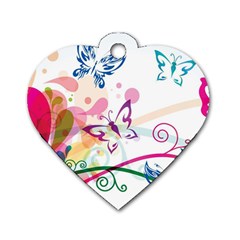 Butterfly Vector Art Dog Tag Heart (two Sides) by Ket1n9