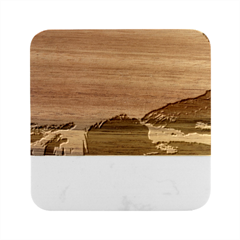 California Sea Ocean Pacific Marble Wood Coaster (square)