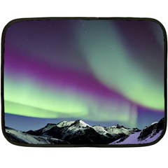 Aurora Stars Sky Mountains Snow Aurora Borealis Fleece Blanket (mini) by Ket1n9