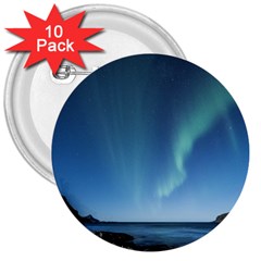 Aurora Borealis Lofoten Norway 3  Buttons (10 Pack)  by Ket1n9