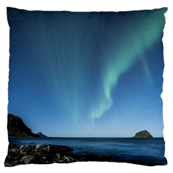 Aurora Borealis Lofoten Norway Large Cushion Case (One Side)