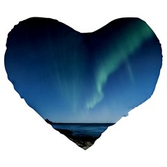 Aurora Borealis Lofoten Norway Large 19  Premium Flano Heart Shape Cushions by Ket1n9