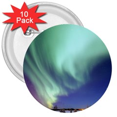 Aurora Borealis Alaska Space 3  Buttons (10 Pack)  by Ket1n9