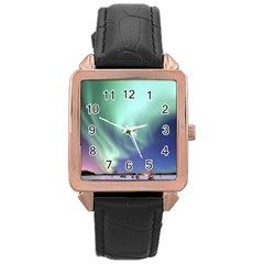 Aurora Borealis Alaska Space Rose Gold Leather Watch  by Ket1n9