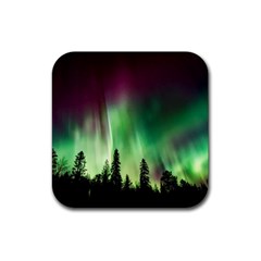Aurora Borealis Northern Lights Rubber Coaster (square)
