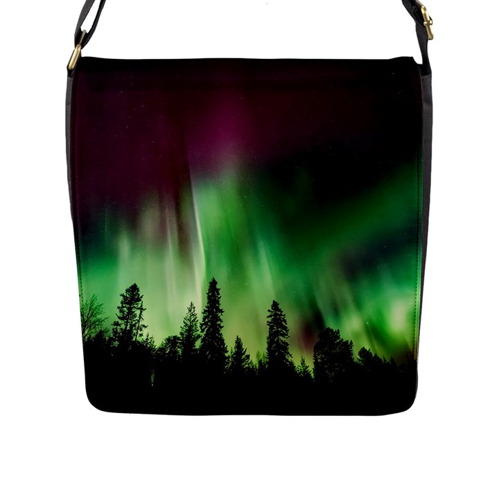 Aurora Borealis Northern Lights Flap Closure Messenger Bag (L)