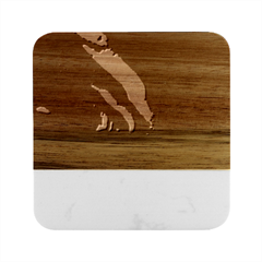 Aurora Borealis Northern Lights Marble Wood Coaster (square)