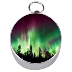 Aurora Borealis Northern Lights Silver Compasses by Ket1n9